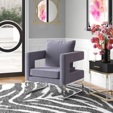 Grey accent chair with chrome online legs